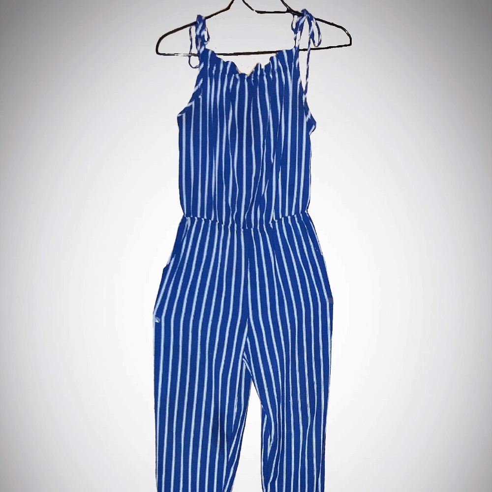 Striped Blue and White Romper